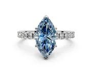 Solitaire Engagement Ring Setting for Fancy Blue Marquise Center with Fine Pave Band and Claw Prong Head in Platinum