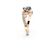 Solitaire Engagement Ring Setting for Fancy Blue Heart-Shaped Center with Pave Bypass Twist Band and Prong Head in Rose Gold