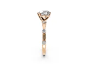 Solitaire Engagement Ring Setting for Heart-Shaped Center with Bezel Station Band and Prong Head in Rose Gold