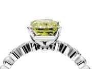 Solitaire Engagement Ring Setting for Fancy Yellow Radiant Cut Center with Bezel-Dot Beaded Band and Prong Head in Sterling Silver