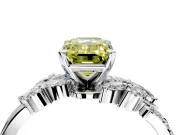 Solitaire Engagement Ring Setting for Fancy Yellow Emerald Cut Center with Marquise Accent Twist Band and Prong Head in Platinum