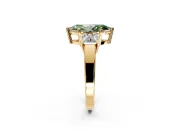 3 Stone Engagement Ring Setting for Fancy Green Marquise Center with Matching Side Accents and Prong Head in Yellow Gold