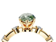 Solitaire Engagement Ring Setting for Fancy Green Marquise Center with Bezel Station Band and Prong Head in Yellow Gold