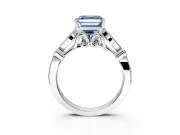 Solitaire Engagement Ring Setting for Fancy Blue Asscher Cut Center with Marquise and Bezel Accents and Prong Head in White Gold