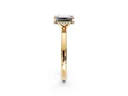 Hidden Halo Engagement Ring Setting for Emerald Cut Center with Plain Band and Tall Prong Head in Yellow Gold