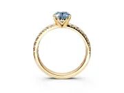 Solitaire Engagement Ring Setting for Fancy Blue Oval Center with Large Accents and Prong Head in Yellow Gold