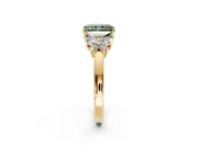 Solitaire Engagement Ring Setting for Fancy Green Radiant Cut Center with Marquise Flower Shoulders and Prong Head in Yellow Gold