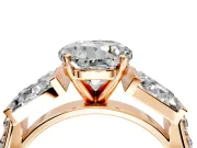 Channel-Set Engagement Ring Setting for Round Cut Center with Baguette Band and Prong Head in Rose Gold