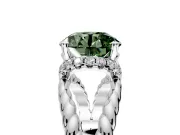 Halo Engagement Ring Setting for Fancy Green Round Cut Center with Rope Twist Split Shank and Prong Head in Platinum