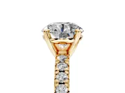 Solitaire Engagement Ring Setting for Round Cut Center with Large Accents and Prong Head in Yellow Gold