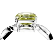 Solitaire Engagement Ring Setting for Fancy Yellow Asscher Cut Center with Twisted Pave Band and Prong Head in Platinum