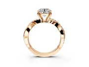 Solitaire Engagement Ring Setting for Round Cut Center with Half-Pave Crossover Band and Prong Head in Rose Gold