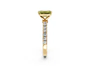 Open Basket Engagement Ring Setting for Fancy Yellow Emerald Cut Center with Pave Band and Prong Head in Yellow Gold