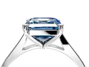 Solitaire Engagement Ring Setting for Fancy Blue Asscher Cut Center with Tapered Shoulders and Prong Head in Sterling Silver