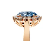 Starburst Halo Engagement Ring Setting for Fancy Blue Oval Center with Flat Cathedral Band and Prong Head in Rose Gold