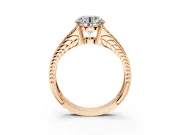 Split Shank Engagement Ring Setting for Round Cut Center with Pave Split Shank and Prong Head in Rose Gold