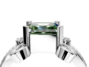 Solitaire Engagement Ring Setting for Fancy Green Asscher Cut Center with Twisted Band and Scroll Prong Head in Platinum