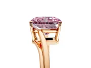 Solitaire Engagement Ring Setting for Fancy Pink Radiant Cut Center with Plain Bypass Twist Band and Prong Head in Rose Gold