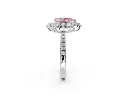 Floral Halo Engagement Ring Setting for Fancy Pink Pear-Shaped Center with Pave Accents and Prong Head in Platinum