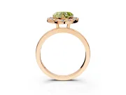 Halo Engagement Ring Setting for Fancy Yellow Heart-Shaped Center with Thin Plain Band and Prong Head in Rose Gold