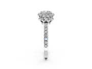 Halo Engagement Ring Setting for Cushion Cut Center with Openwork Halo, Pave Band and Prong Head in Platinum