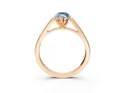 Solitaire Engagement Ring Setting for Fancy Blue Marquise Center with Tapered Split Shoulders and Prong Head in Rose Gold