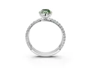 Solitaire Engagement Ring Setting for Fancy Green Marquise Center with Domed Multi-Row Pave Band and Prong Head in Platinum