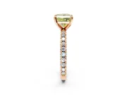 Solitaire Engagement Ring Setting for Fancy Yellow Princess Cut Center with Fine Pave Band and Claw Prong Head in Rose Gold