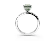 Open Basket Engagement Ring Setting for Fancy Green Princess Cut Center with Pave Band and Prong Head in Platinum