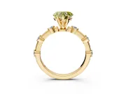 Solitaire Engagement Ring Setting for Fancy Yellow Heart-Shaped Center with Bezel Station Band and Prong Head in Yellow Gold