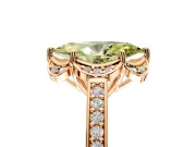Floral Engagement Ring Setting for Fancy Yellow Marquise Center with Four Accent Clusters and Prong Head in Rose Gold