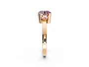 Solitaire Engagement Ring Setting for Fancy Pink Round Cut Center with Plain Band and Flat Tab Prong Head in Rose Gold