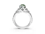 Solitaire Engagement Ring Setting for Fancy Green Marquise Center with Graduated Shared Prongs and Prong Head in Sterling Silver