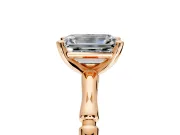 Solitaire Engagement Ring Setting for Emerald Cut Center with Bamboo Band and Prong Head in Rose Gold