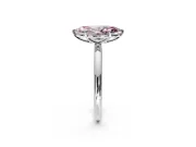 Low-Set Solitaire Engagement Ring Setting for Fancy Pink Oval Center with Thin Plain Band and Prong Head in White Gold