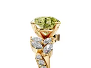 Solitaire Engagement Ring Setting for Fancy Yellow Round Cut Center with Marquise Accent Twist Band and Prong Head in Yellow Gold