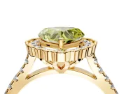 Milgrain Floral Halo Engagement Ring Setting for Fancy Yellow Heart-Shaped Center with Pave Band and Prong Head in Yellow Gold