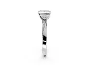 Side Accent Engagement Ring Setting for Princess Cut Center with Accent Shoulders and Prong Head in White Gold