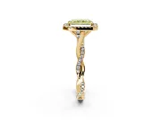 Halo Engagement Ring Setting for Fancy Yellow Radiant Cut Center with Twist Band and Prong Head in Yellow Gold