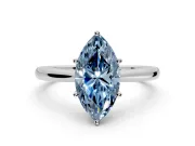 Solitaire Engagement Ring Setting for Fancy Blue Marquise Center with Narrow Cathedral Band and Prong Head in Platinum