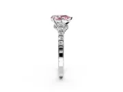 Solitaire Engagement Ring Setting for Fancy Pink Pear-Shaped Center with Crossover Accents and Prong Head in Platinum