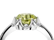 Floral Frame Engagement Ring Setting for Fancy Yellow Round Cut Center with Accent Clusters and Prong Head in White Gold