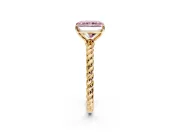 Solitaire Engagement Ring Setting for Fancy Pink Radiant Cut Center with Plain Twisted Rope Band and Prong Head in Yellow Gold
