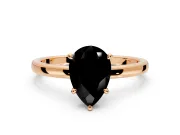 Hidden Halo Engagement Ring Setting for Fancy Black Pear-Shaped Center with Plain Band and Tall Prong Head in Rose Gold