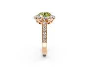 Halo Engagement Ring Setting for Fancy Yellow Round Cut Center with Milgrain Channel Band and Prong Head in Rose Gold