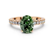 Solitaire Engagement Ring Setting for Fancy Green Oval Center with Single Row Accent Band and Prong Head in Rose Gold
