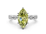 Solitaire Engagement Ring Setting for Fancy Yellow Marquise Center with Milgrain Bezel Accents and Prong Head in Platinum