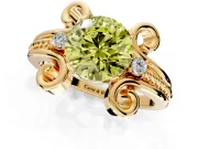 Solitaire Engagement Ring Setting for Fancy Yellow Round Cut Center with Twisted Band and Scroll Prong Head in Yellow Gold