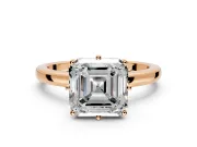 Solitaire Engagement Ring Setting for Asscher Cut Center with Plain Band and Tulip Prong Head in Rose Gold