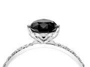 Solitaire Engagement Ring Setting for Fancy Black Pear-Shaped Center with Fine Pave Accents and Prong Head in Sterling Silver